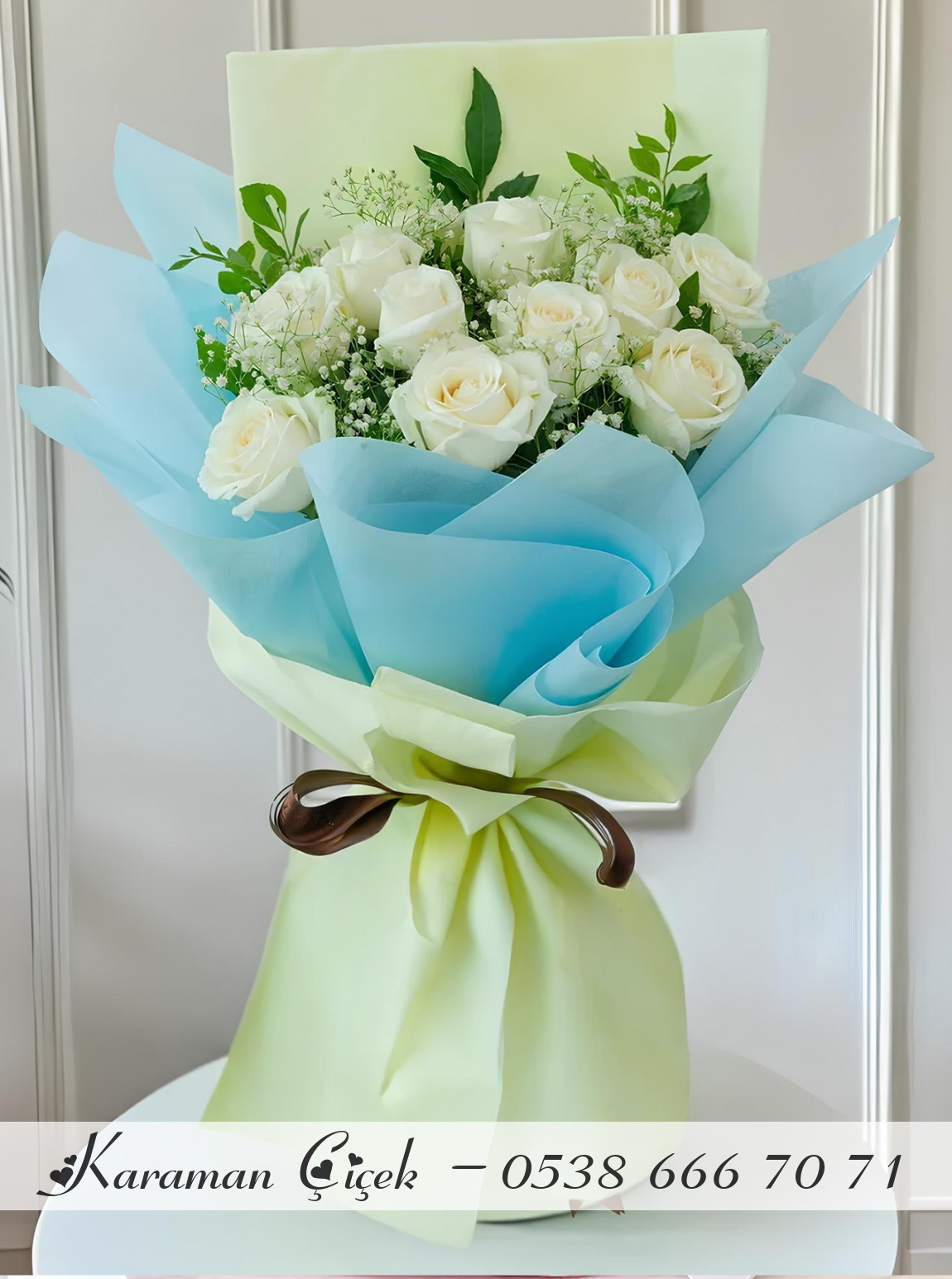 10 Adet Premium Beyaz Gül Buketi