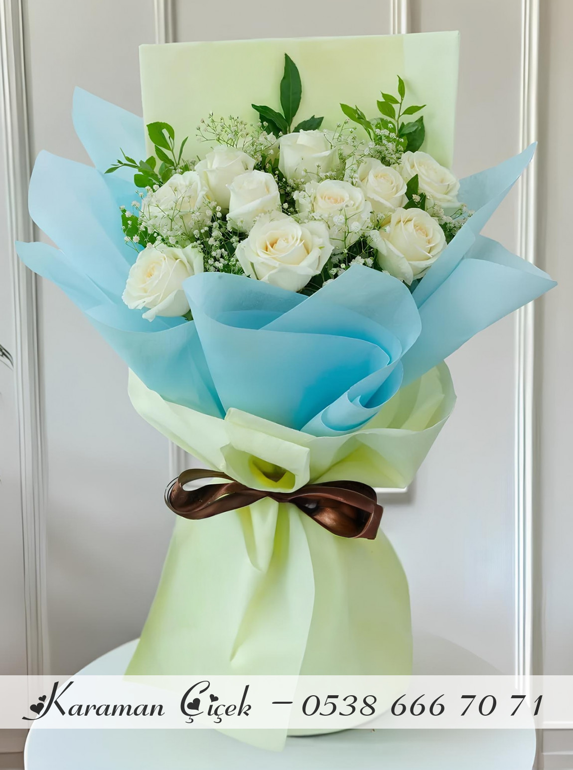 10 Tane Beyaz Gül Buketi