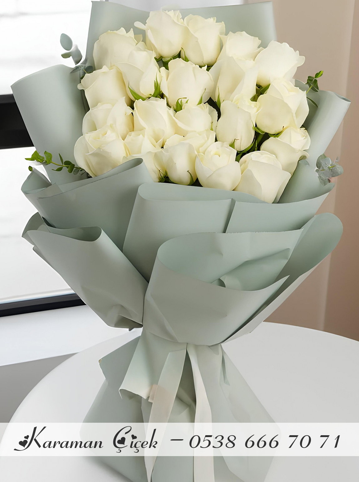 20 Tane Beyaz Gül Buketi