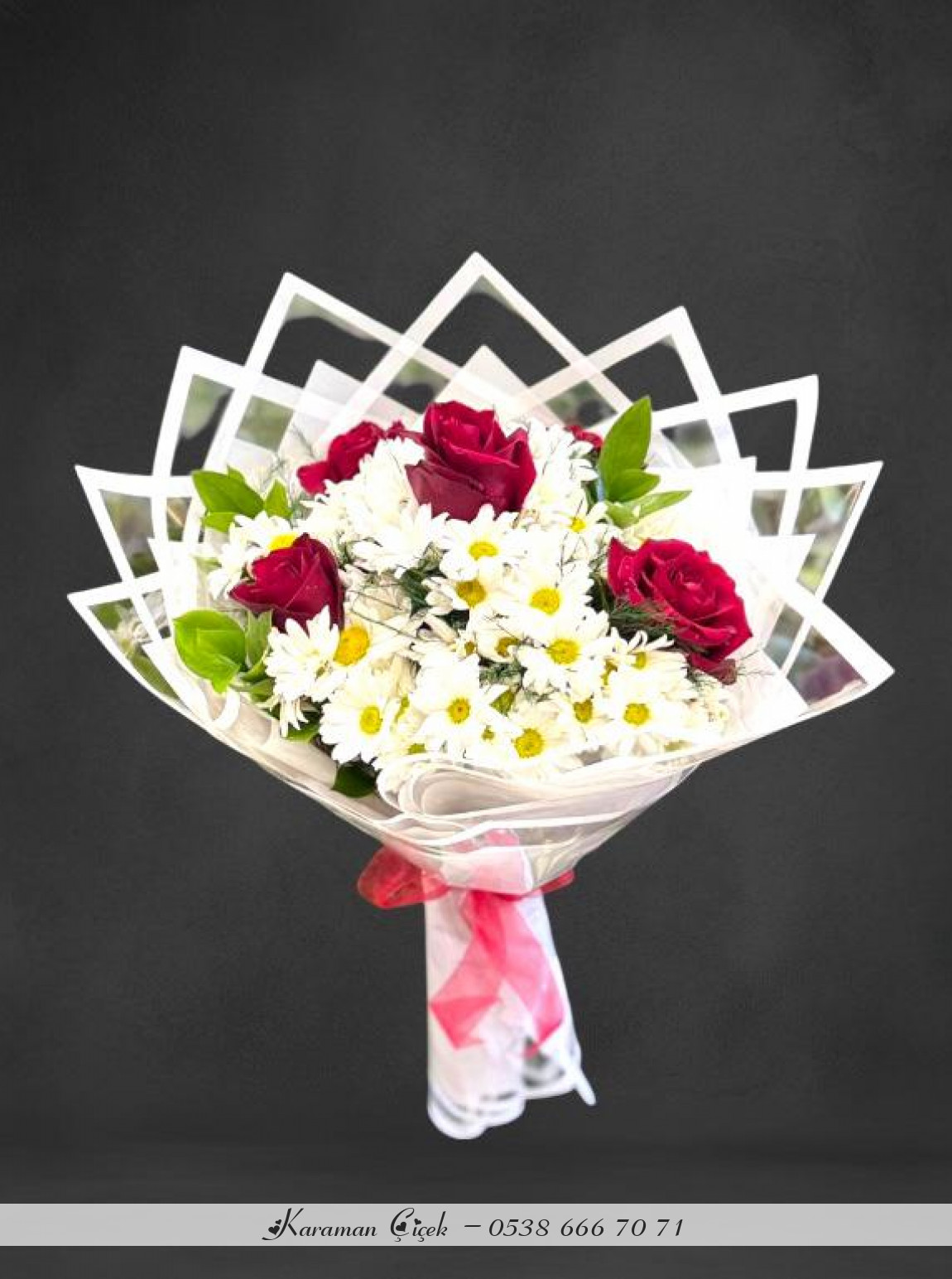 Modern Aşk: Kırmızı Gül Ve Papatya Buketi