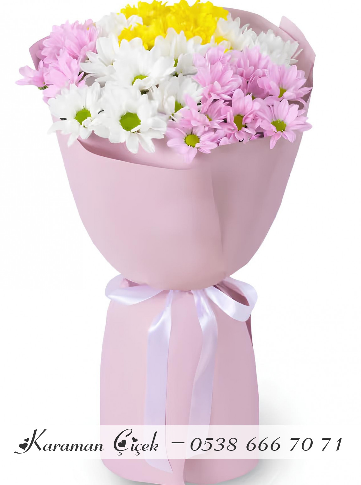 Mor Ve Beyaz Papatya Buketi