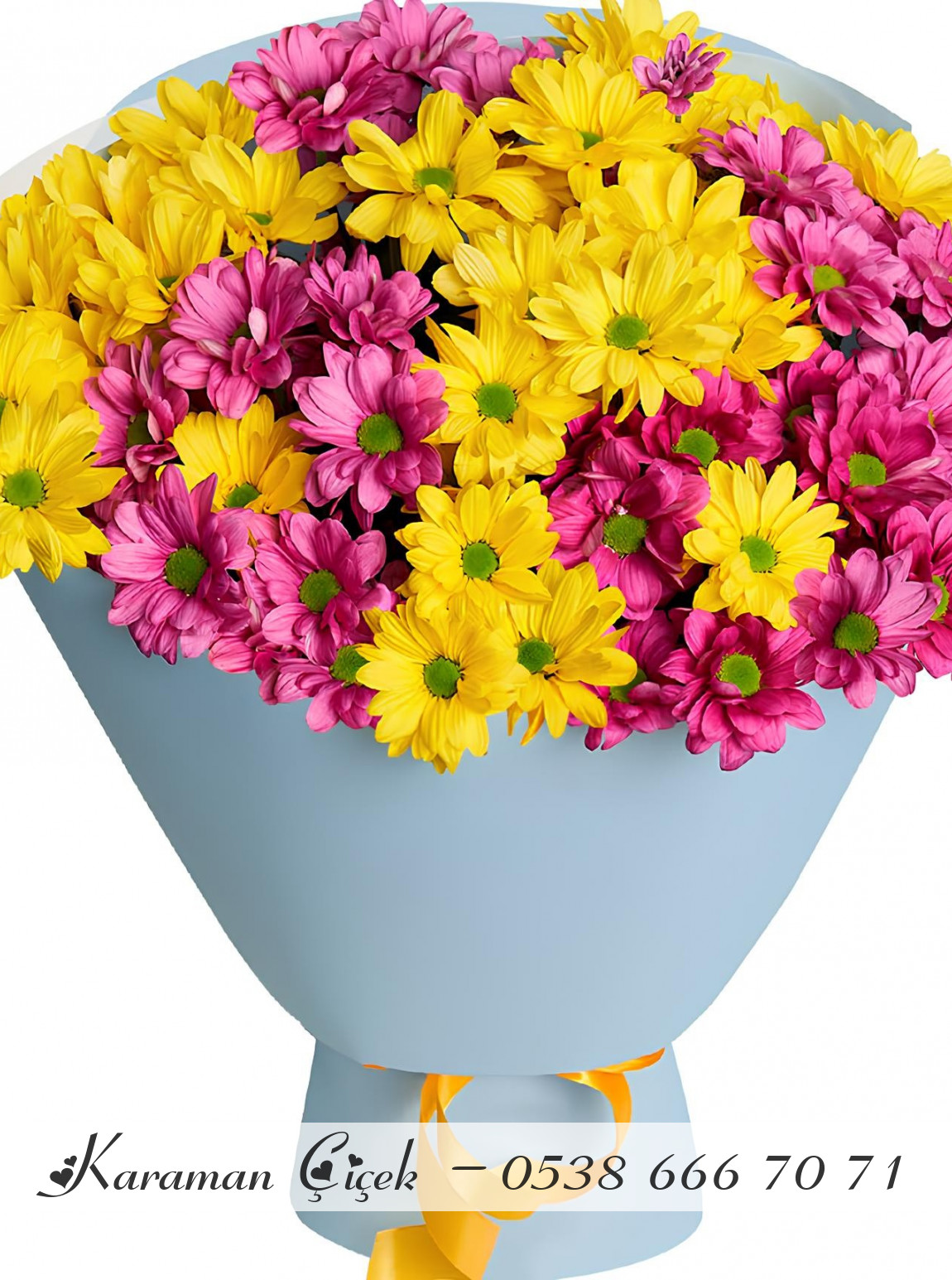 Mor Ve Sarı Papatya Buketi