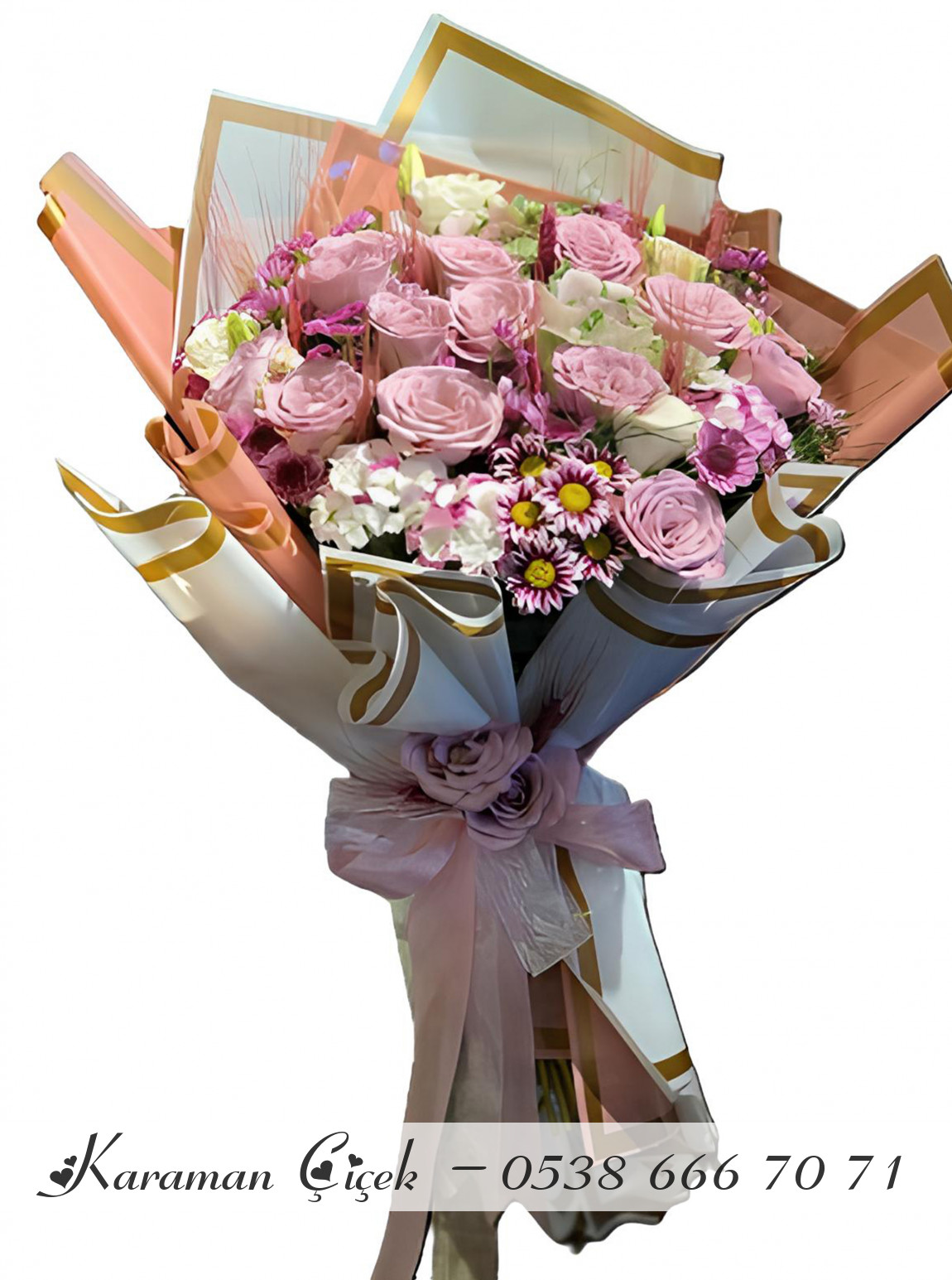 Pembe Güllü Kır Buketi