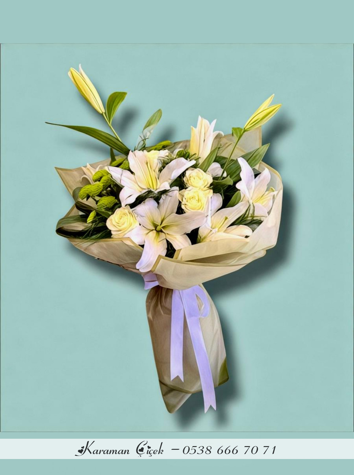Saf Zarafet: Beyaz Lilyum Ve Gül Buketi