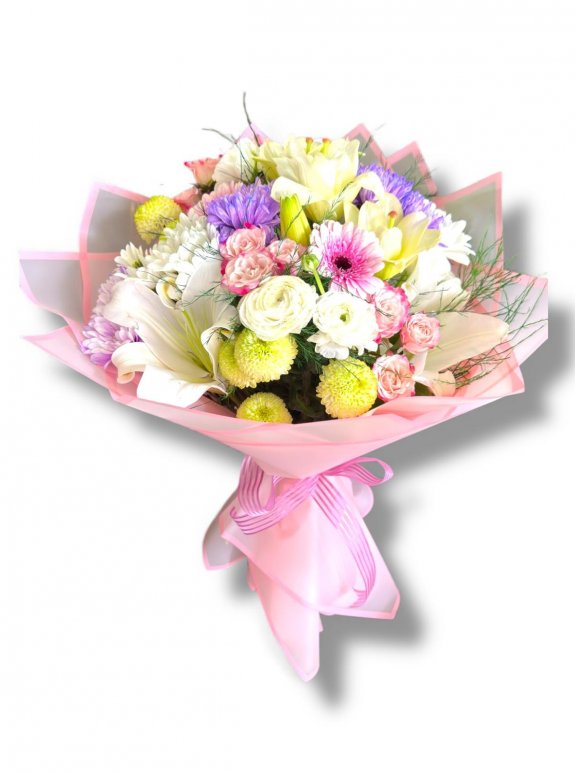 Bahar Bahçesi: Lilyum Ve Renkli Krizantemler