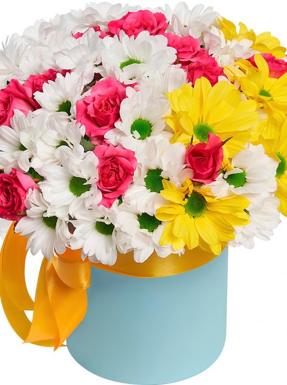 Kutuda 15 Pembe Gül Ve Papatyalar