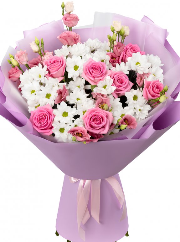 Papatya Ve Pembe Gül Buketi