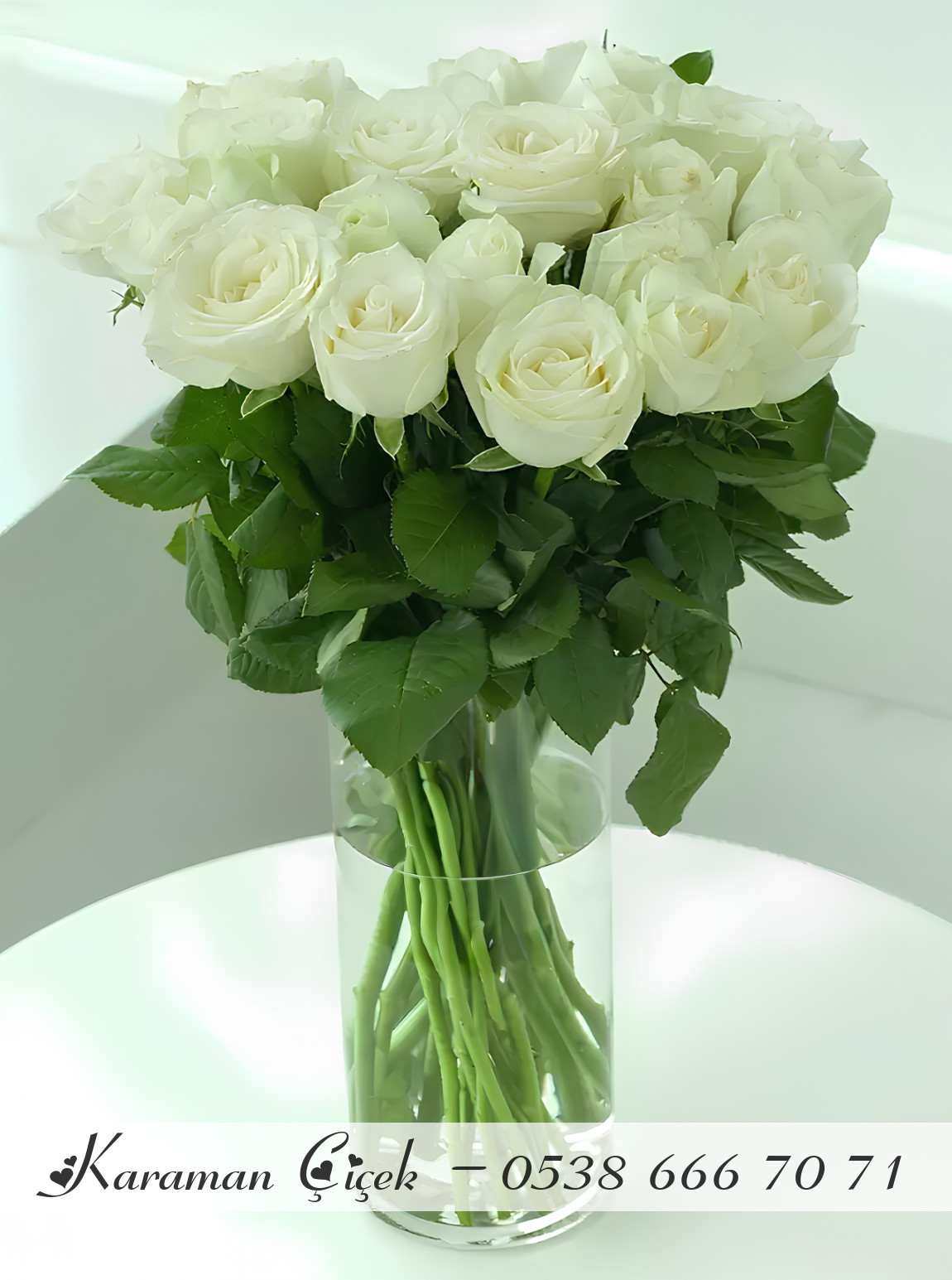 Vazoda 20 Beyaz Gül