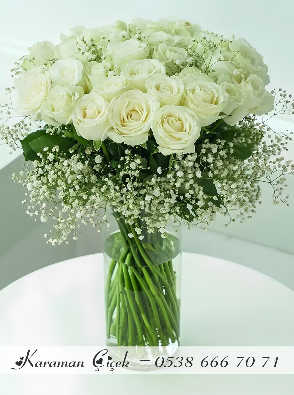 Vazoda 25 Beyaz Gül